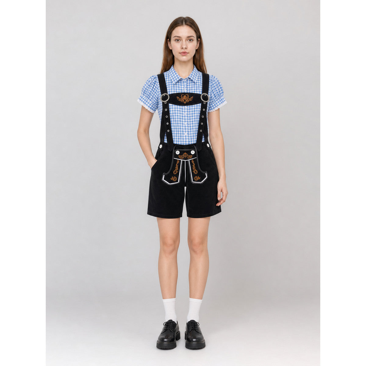 Suspenders Set: Plaid Shirt and Shorts