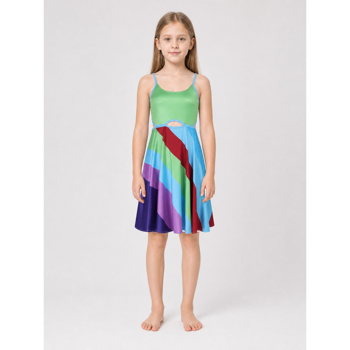 Cosplay Dress with Color Inserts and Cutout