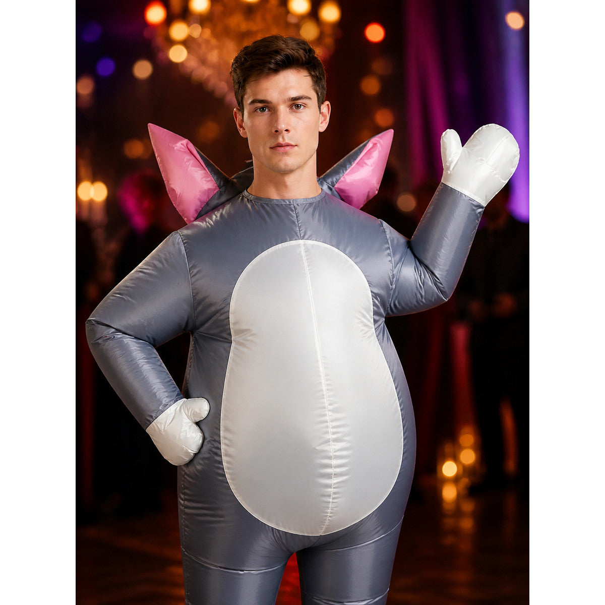 Cartoon Cat Inflatable Costume for Halloween Christmas, Funny Cosplay Outfit on-model view