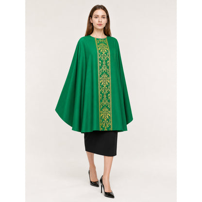 Green Hooded Carnival Cloak for Cosplay front view
