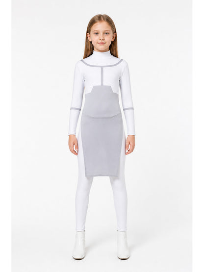 Gray and White Cosplay Jumpsuit with a High Collar main product view