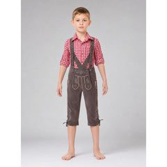 Alpine-style outfit: plaid shirt and pants