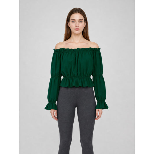 Off-the-Shoulder Blouse with Puff Sleeves