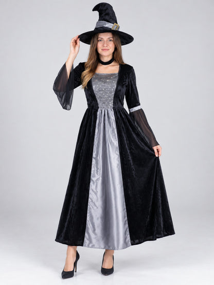 Witch Costume with Long Dress and Pointed Hat