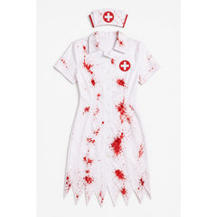Zombie Nurse Costume with Blood Splatter Print