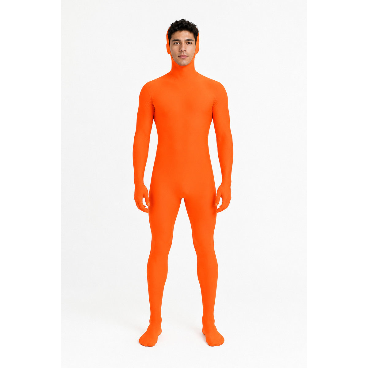 Full-Body Tight Fluorescent Orange Zentai Suit