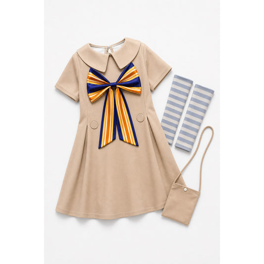 Kids' Halloween Carnival Costume with Dress and Purse on-model view