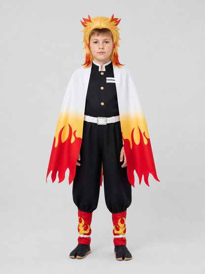Kyojuro Rengoku Cosplay: Costume with Wig on-model view