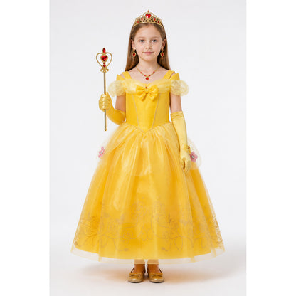 Children’s princess costume with dress, crown, and wand main product view