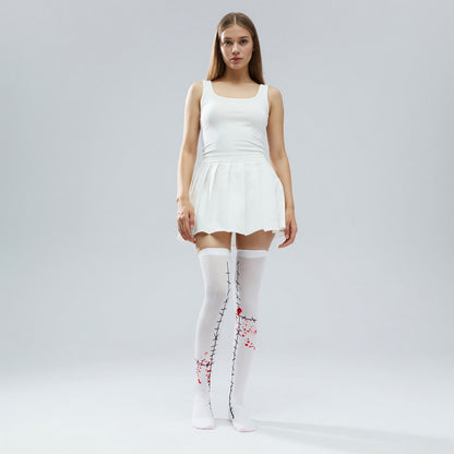 White Mid-Thigh Stockings with Bloodstains