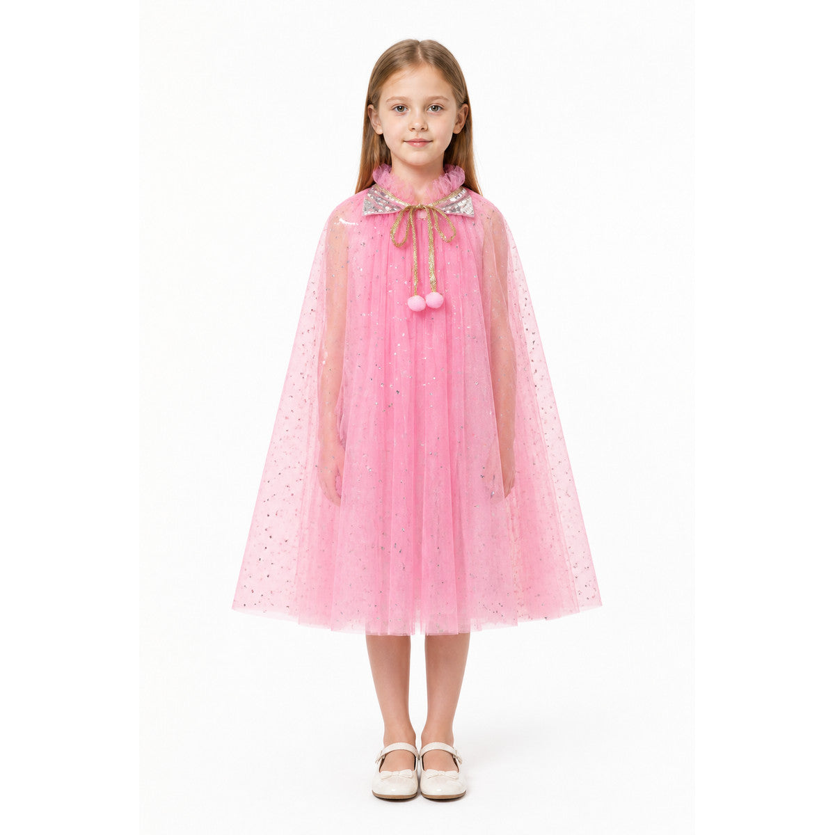 Children's Pink Cape with Stars and Sequins main product view