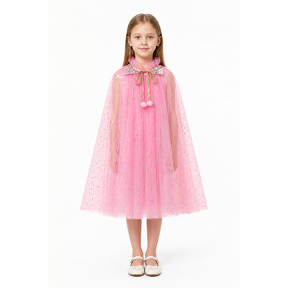 Children's Pink Cape with Stars and Sequins main product view