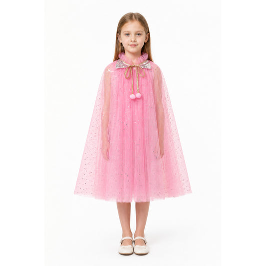 Children's Pink Cape with Stars and Sequins main product view