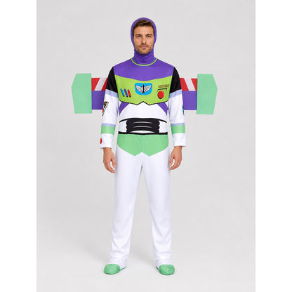 Buzz Lightyear Costume, Jumpsuit with Wings and Hood on-model view