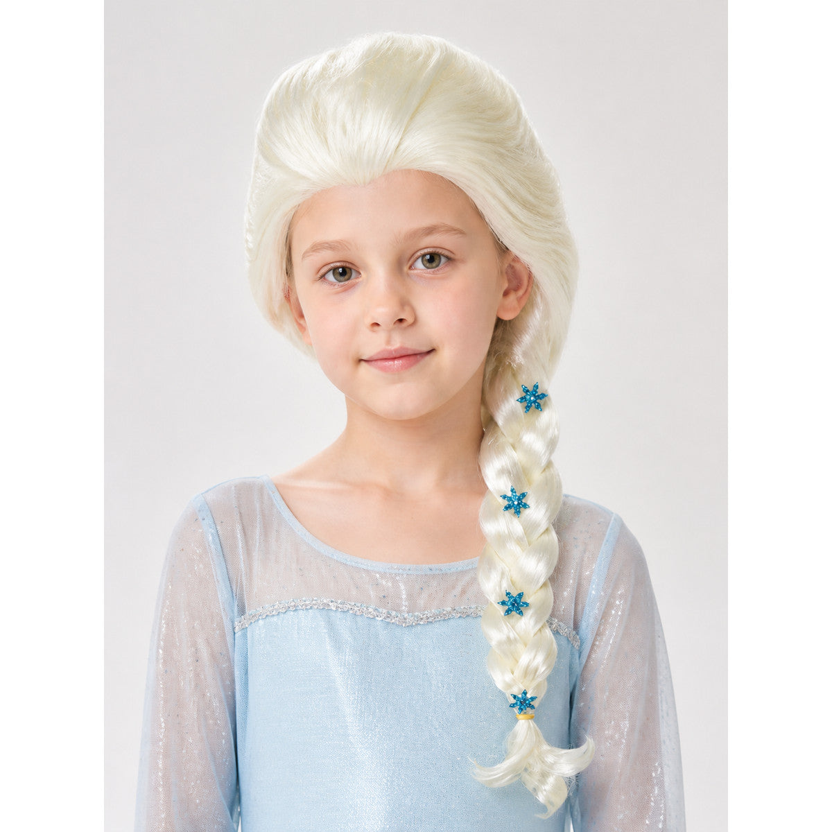 White-Platinum Halloween Wig with Braid and Snowflakes main product view