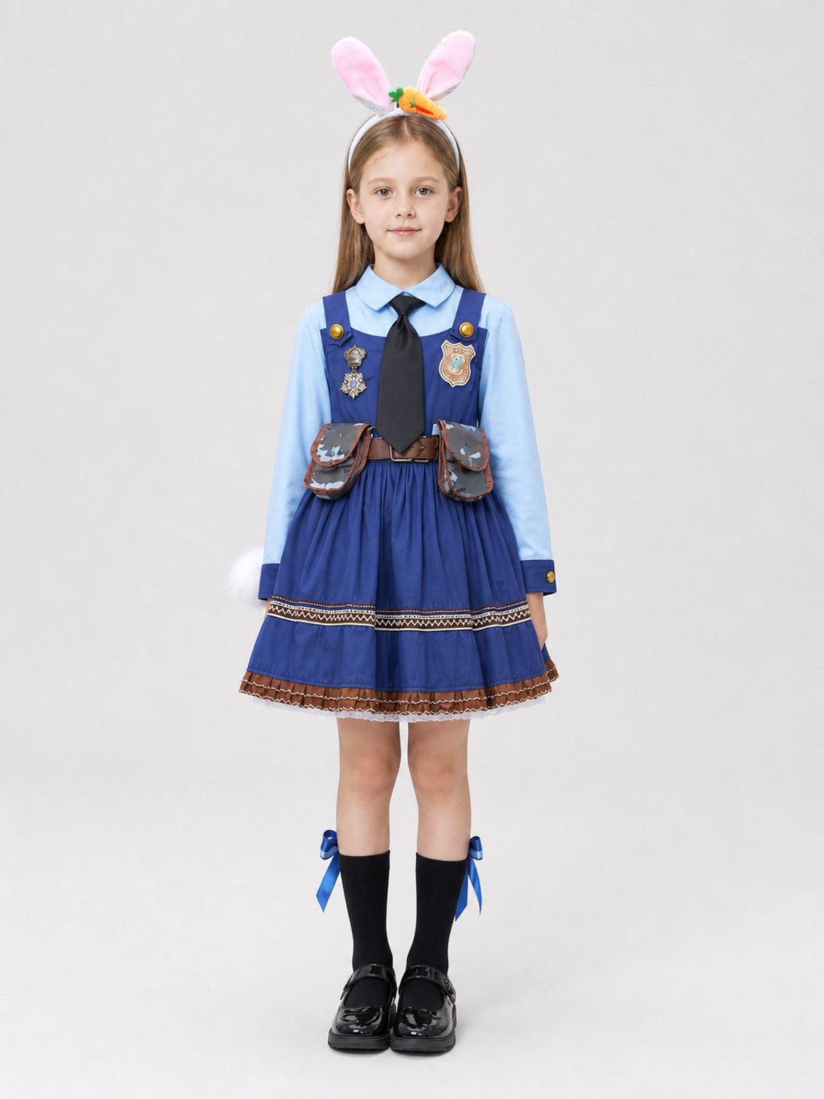 Children's Judy Hopps Zootopia Costume Skirt with Ears and Tail on-model view