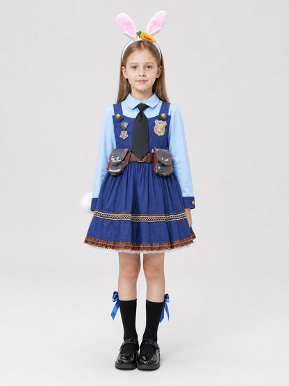 Children's Judy Hopps Zootopia Costume Skirt with Ears and Tail on-model view