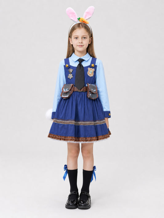 Children's Judy Hopps Zootopia Costume Skirt with Ears and Tail on-model view