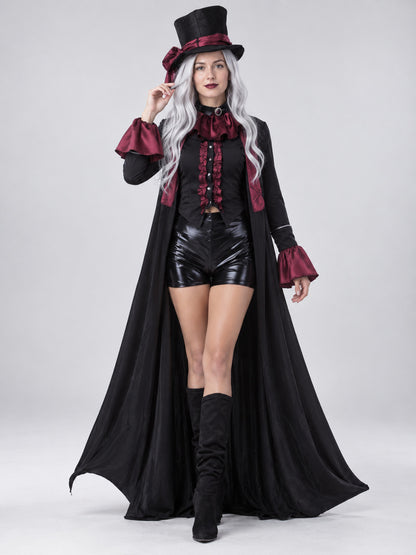 Adult Costume: Black and Burgundy with Top Hat