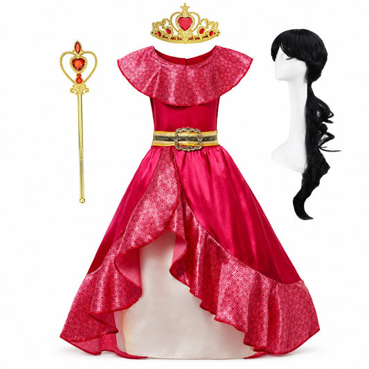 Kids Cosplay Clothing Girls Princess Elena Costume Halloween Carnival Role Playing Child Girl Birthday Party Outfits 2-10Y Dress - Color:4PCS Dress Set2