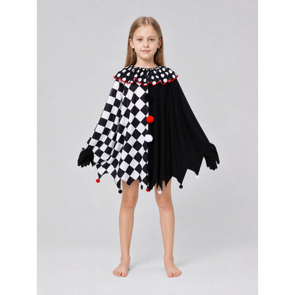 Halloween Clown Costume: Plaid Cape on-model view