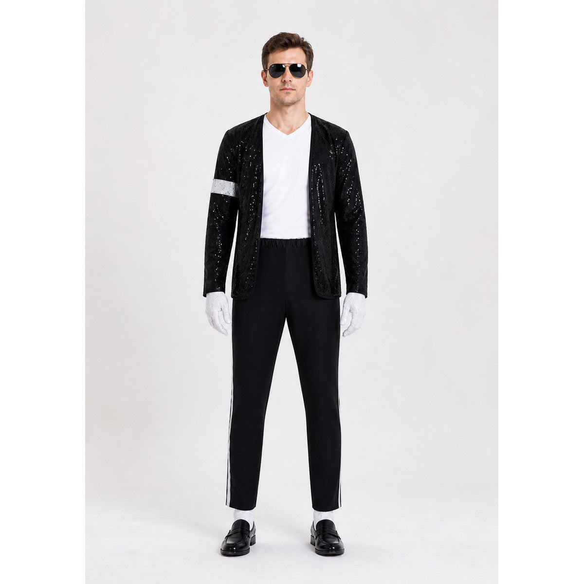 Michael Jackson Sequined Costume with Striped Pants main product view