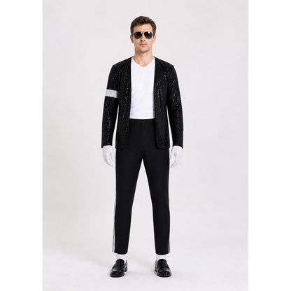 Michael Jackson Sequined Costume with Striped Pants main product view