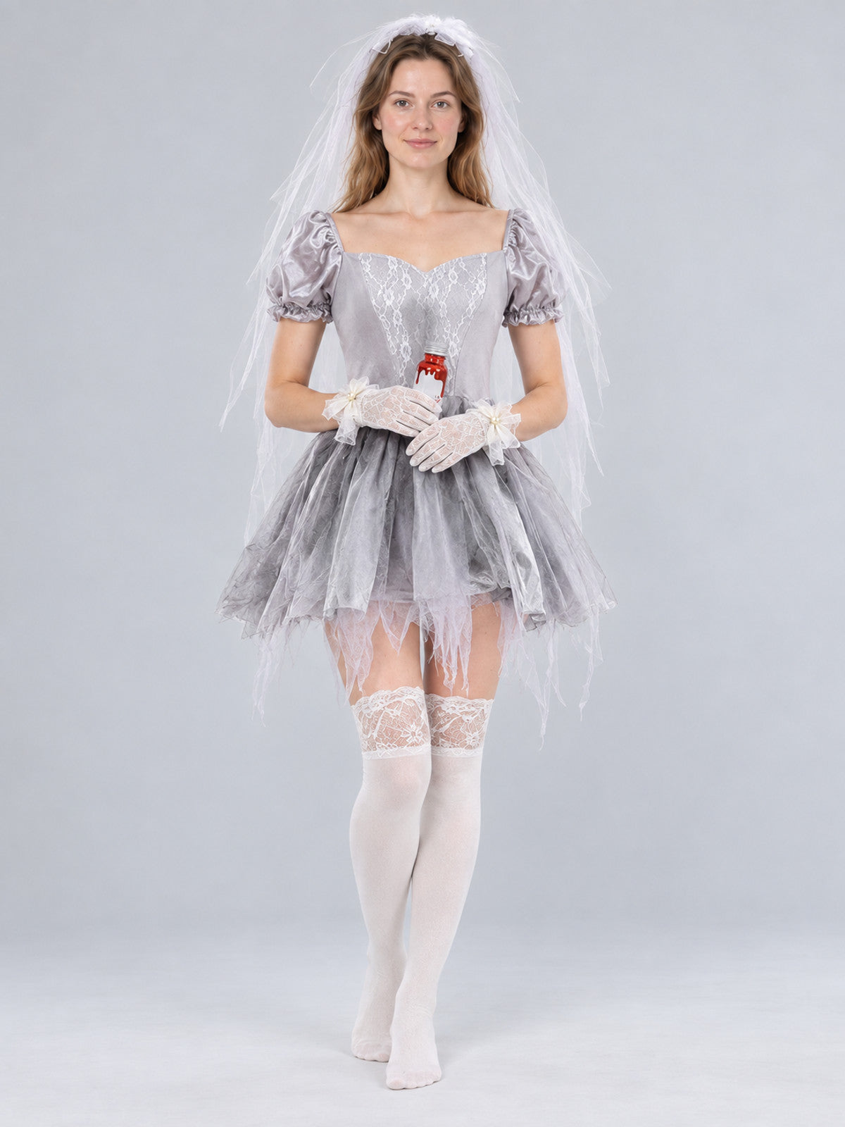 Ghost Costume with Veil and Fake Blood