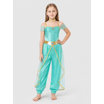 Turquoise Sequin Carnival Jumpsuit for Halloween