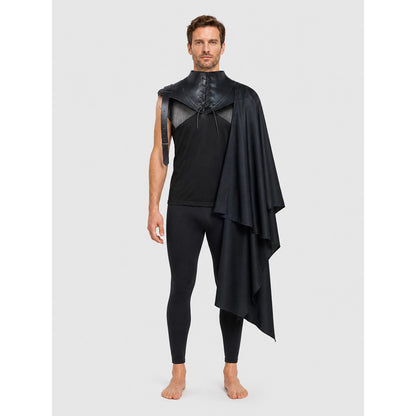 Black Asymmetrical Vampire Cape for Halloween on-model view