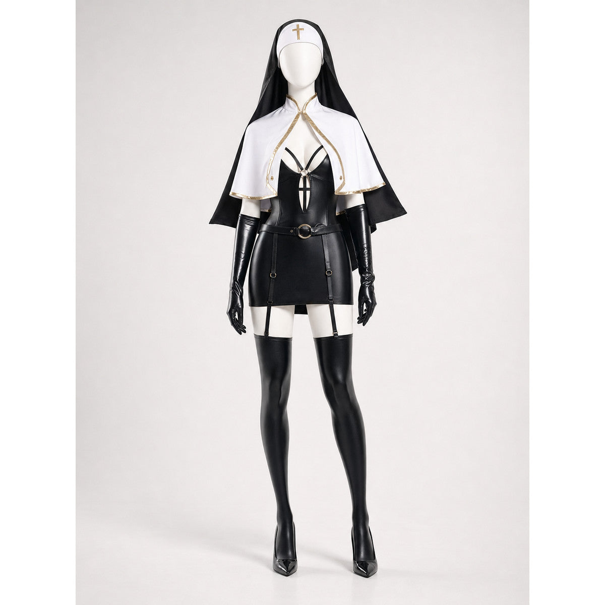 Religious cosplay costume with cape and cross
