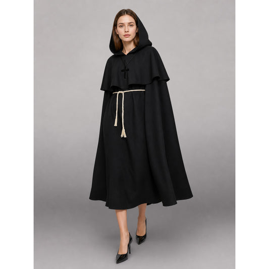 Black Carnival Cloak with Pointed Hood