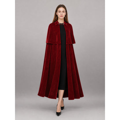 Burgundy Carnival Cloak, Medieval Look front view