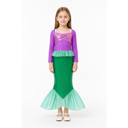 Children's Mermaid Costume with Sequins and a Green Tail main product view