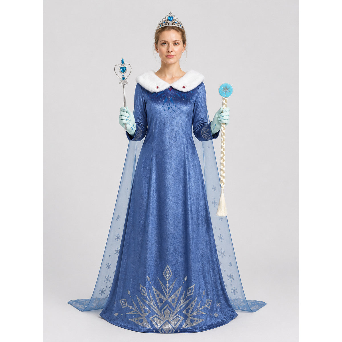 Children's Elsa Carnival Costume with Accessories on-model view