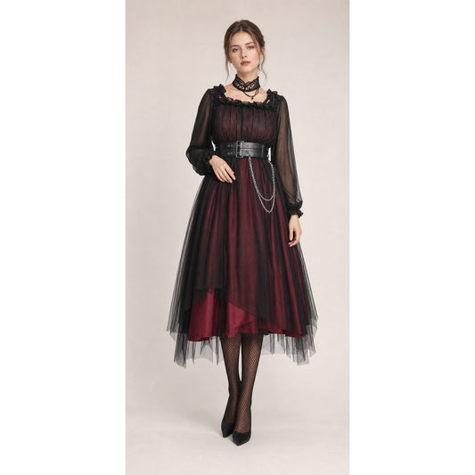 Red Witch Lolita Dress with Belt and Chain for Halloween