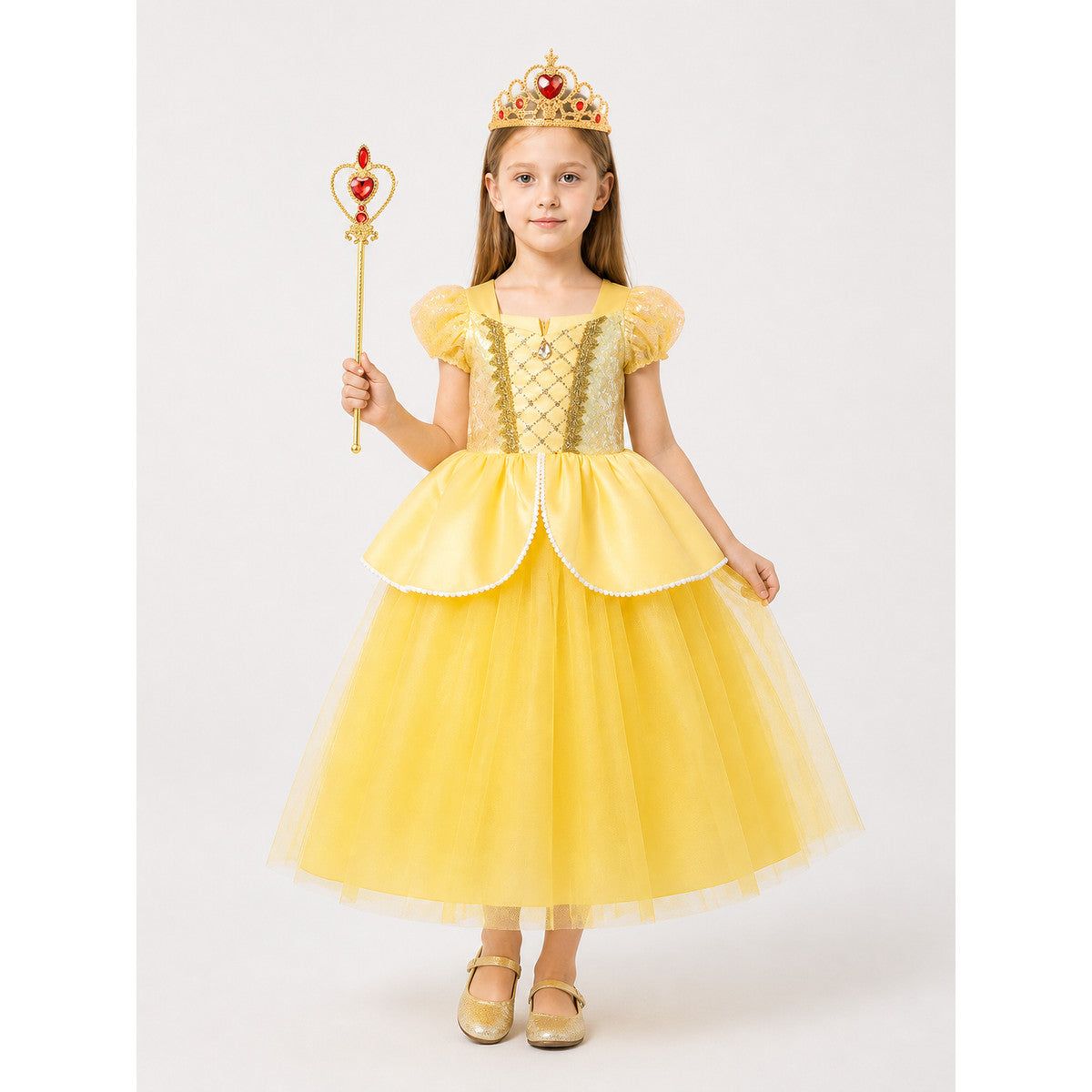 Princess Costume with Crown and Magic Wand main product view