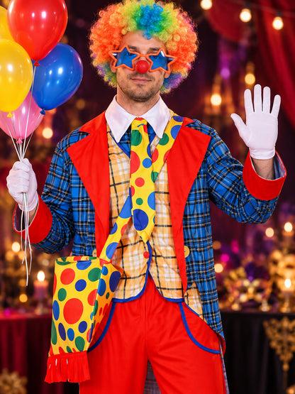 Bright Clown Costume with Wig, Clown Nose, and Gloves
