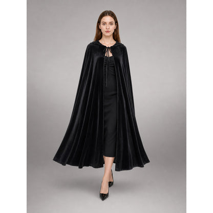 Black gothic carnival dress with sleeves front view