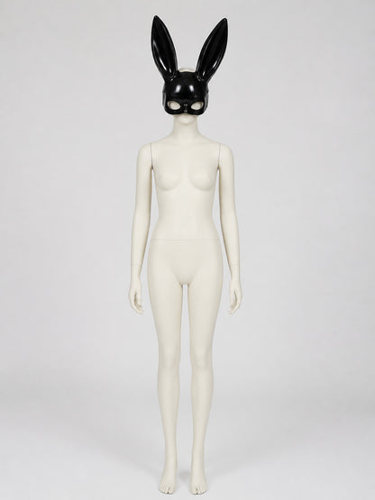 Black Rabbit Mask with Long Ears, One Size on-model view