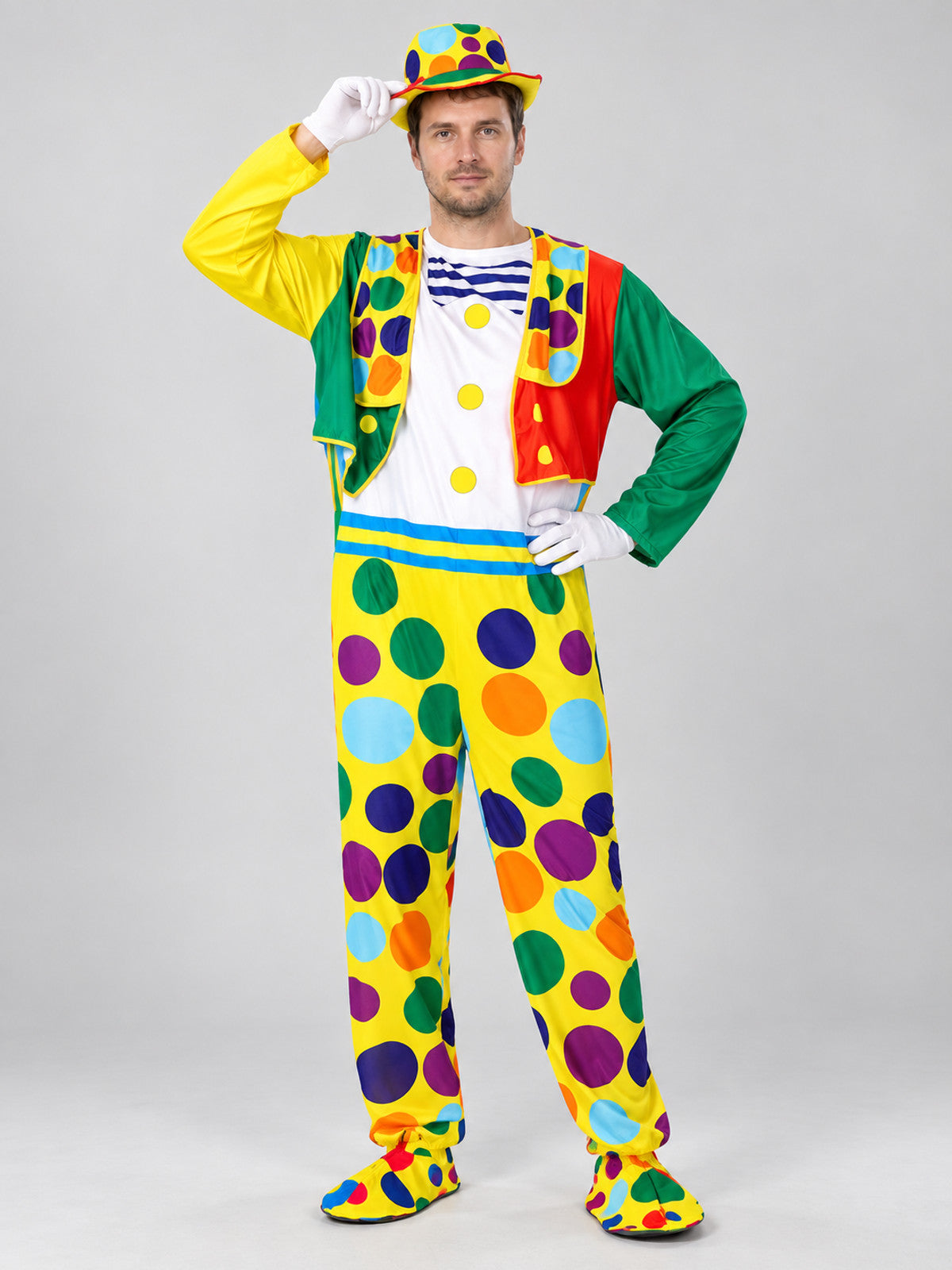 Clown Costume: Jumpsuit, Cape, Hat