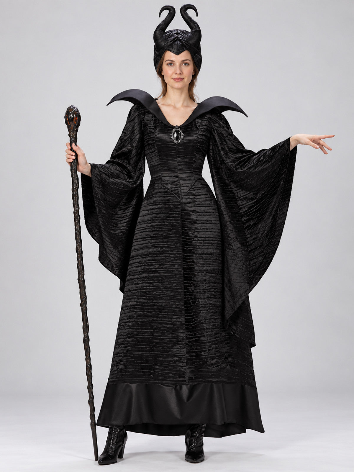 Witch Halloween Costume with Horned Headpiece