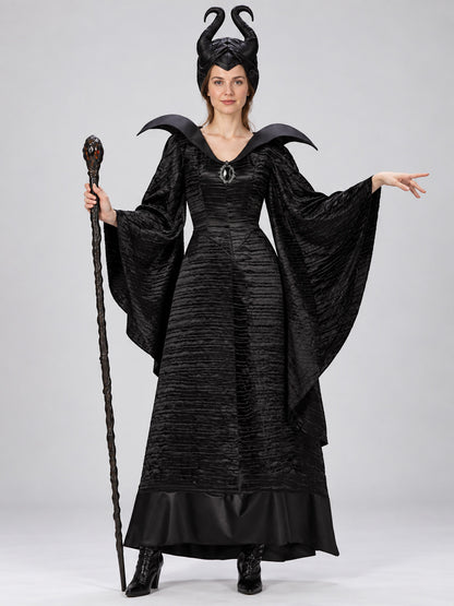 Witch Halloween Costume with Horned Headpiece