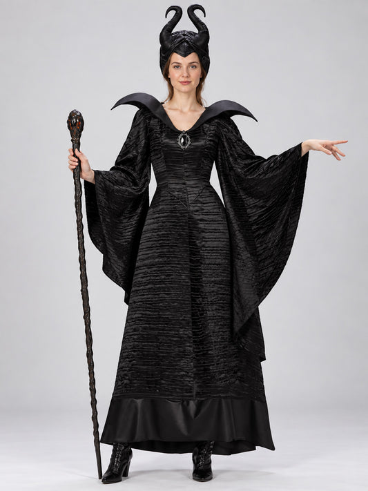 Witch Halloween Costume with Horned Headpiece