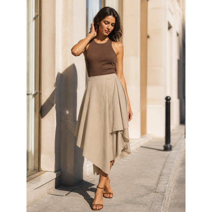 Women's Asymmetrical High-Waisted A-Line Skirt