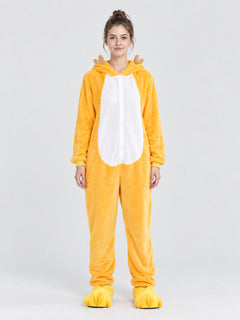 Yellow-Orange Kigurumi Pajama with Horns on the Hood
