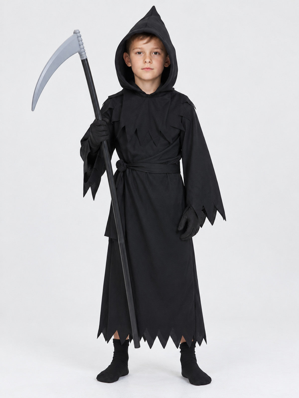 Grim Reaper Cosplay Costume with Hood and Scythe