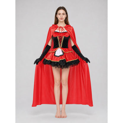 Little Red Riding Hood Carnival Costume with Cloak front view