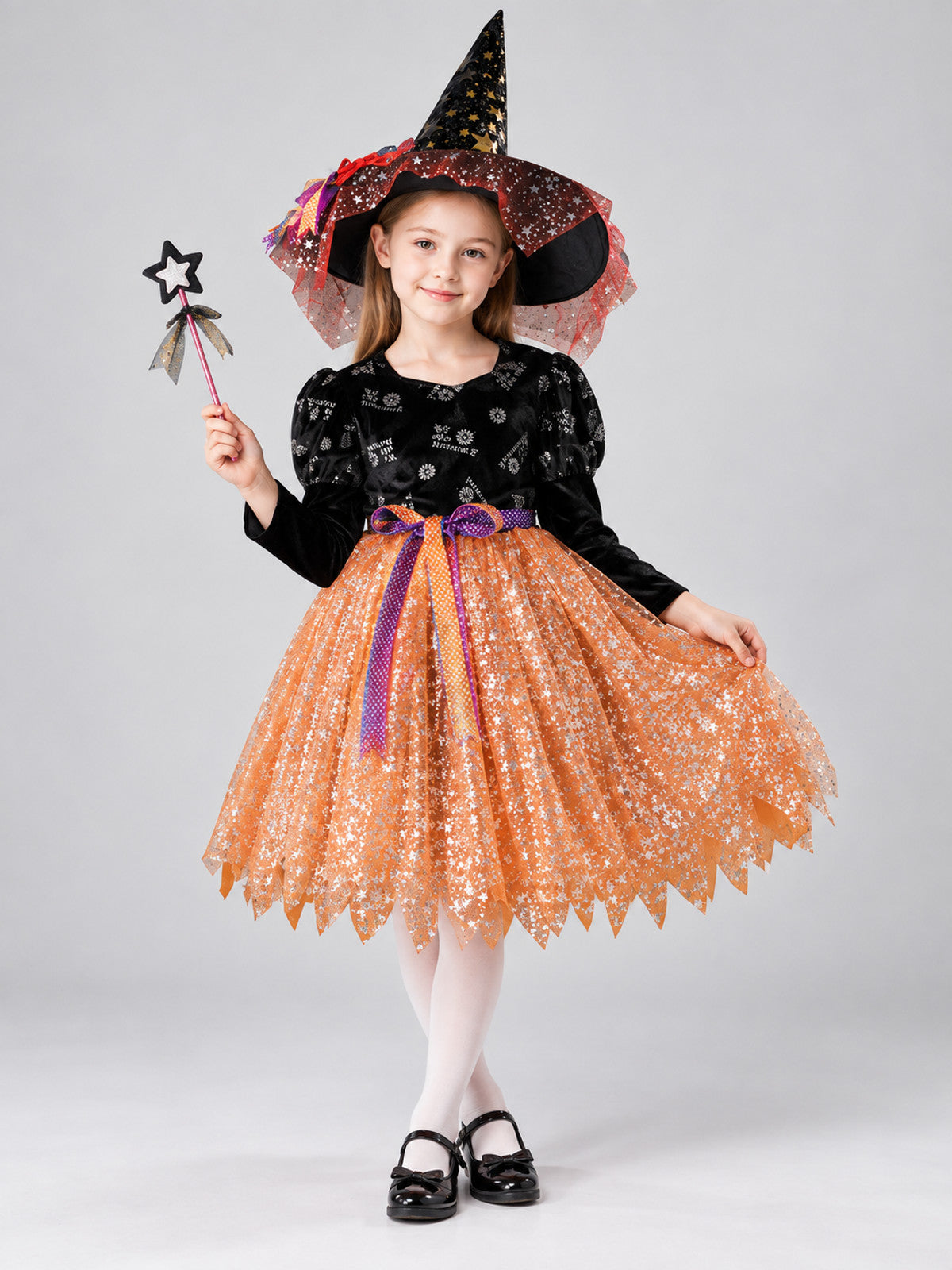 Witch Costume with Hat and Wand