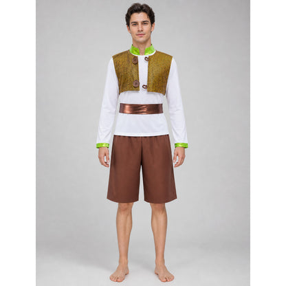 Shrek Carnival Costume: Vest, Shorts, and Belt front view